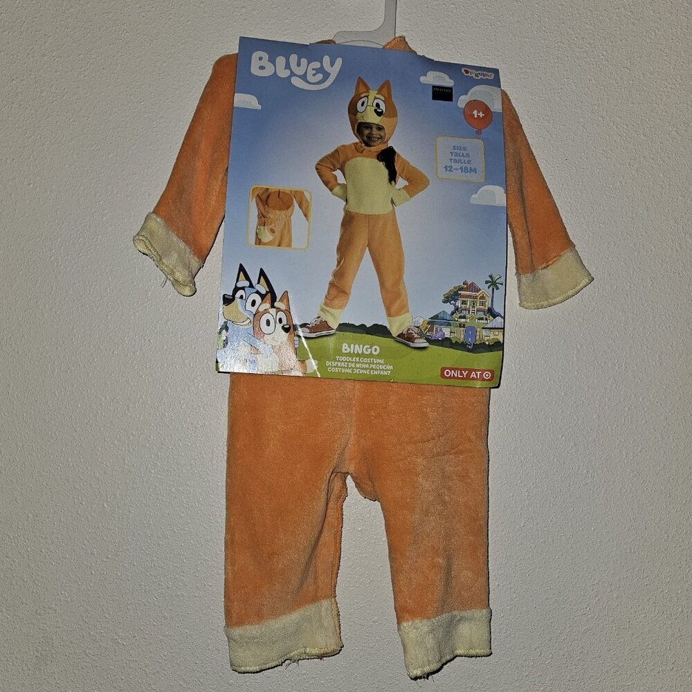NEW Bingo Sister Dog Halloween Costume Baby 12-18 Month Bluey Jumpsuit Headpiece